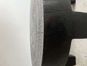 Coffee table, table basse quadripode en bois massif monoxyle noir H:39,5cm D:68cm 30