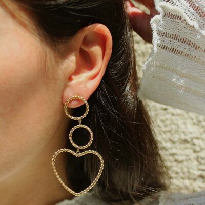Judith Gold Heart Drop Earrings | Handmade jewelry in France