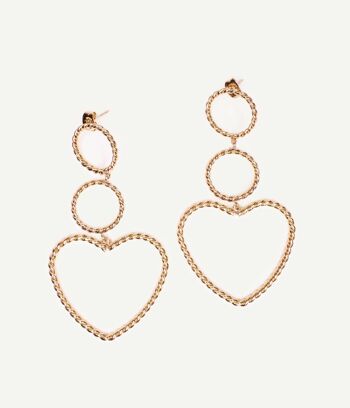 Boucles d'oreilles dorées à pendants cœur Judith | Bijoux faits main en France 3