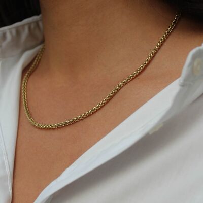 Fine golden necklace with Garance palm tree mesh | Handmade jewelry in France