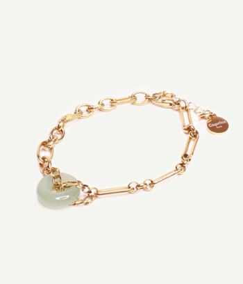 Bracelet à chaîne dorée et pendentif anneau en jade Paloma | Bijoux faits main en France 2