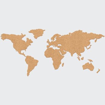 carte du monde en liège | Comprend 16 aiguilles à épingles pour décorer 8