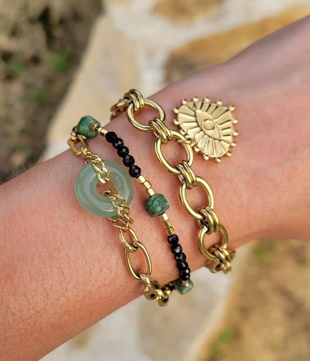 Bracciale elastico con perline e pietre dure Delilah | Gioielli fatti a mano in Francia