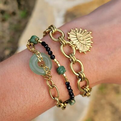 Elastic bracelet with beads and gemstones Delilah | Handmade jewelry in France