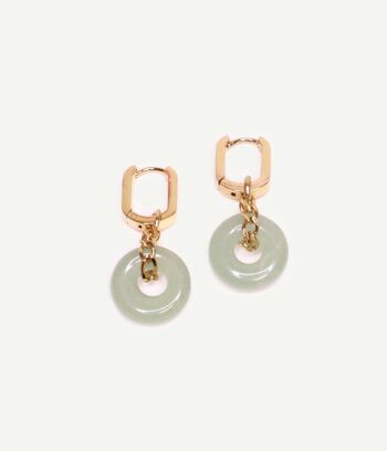 Petites boucles d'oreilles à pendants anneaux en jade Paloma | Bijoux faits main en France 2