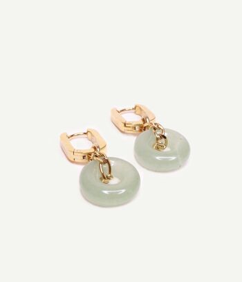 Petites boucles d'oreilles à pendants anneaux en jade Paloma | Bijoux faits main en France 3