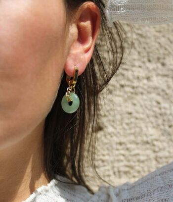 Petites boucles d'oreilles à pendants anneaux en jade Paloma | Bijoux faits main en France 4