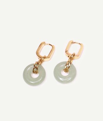 Petites boucles d'oreilles à pendants anneaux en jade Paloma | Bijoux faits main en France 6