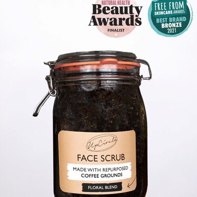 Zero Waste Vegan Face Scrub with Coffee + Rosehip [Floral blend] Exfoliator - 1L Bulk Refill