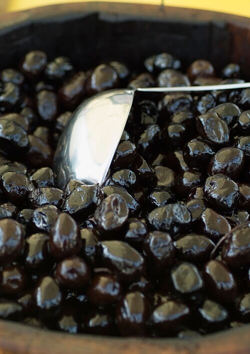 PROMO -10% - VRAC Olives noires Thassitiki aux herbes 2.5kg BIO