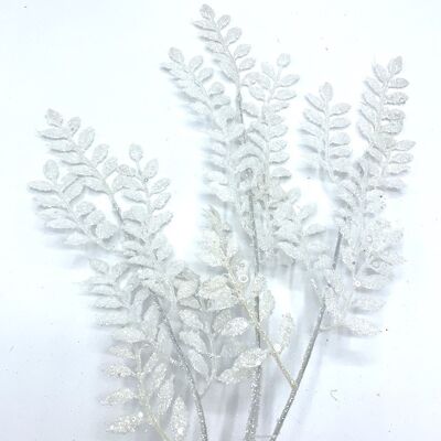 Artificial White Ruscus glitter H79cm