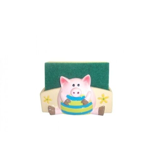 Case for kitchen sponge, pig, made of RESIN. Dimension: 12x5x7cm. The price includes the sponge.