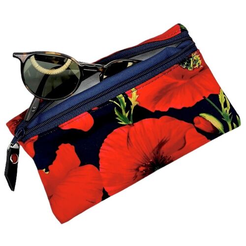 Trousse à lunettes, "Coquelicot" marine