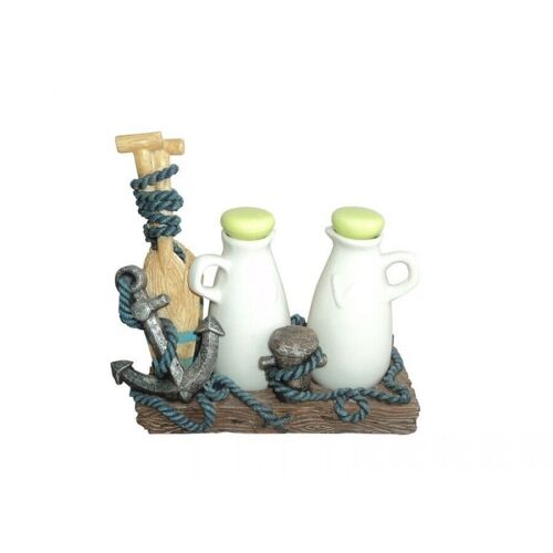 Ceramic oil vinegar set from RESIN base with a nautical theme. Dimension: 16x8x16cm