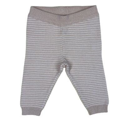 Pantalone in maglia a righe beige/bianco sporco