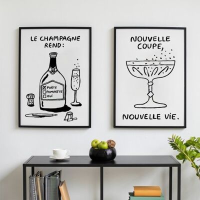 Poster illustrati rosé/champagne