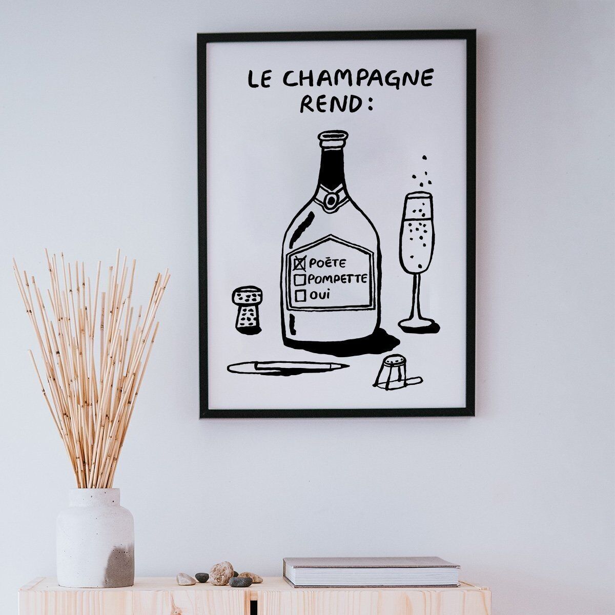 Poster illustrati - Lo champagne ti rende poetico