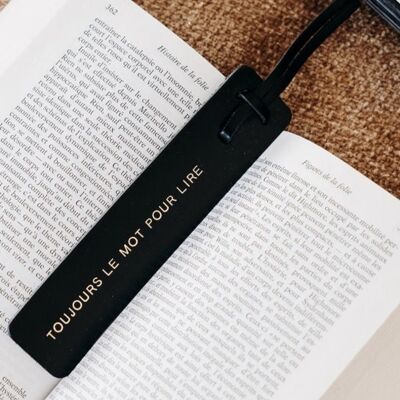 Leather bookmark - Always the word to read