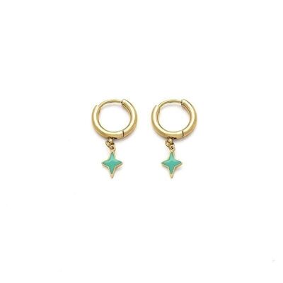 Pendientes Acero Dormeuse Esmalte Estrella Colgante