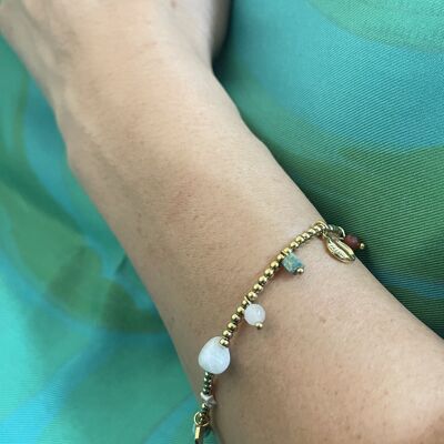 Elastic Bracelet Pearl Heart Shells Natural Stone