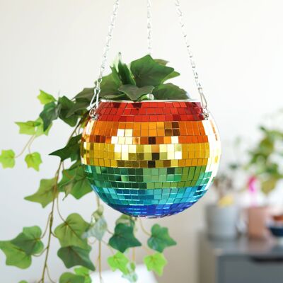 Fioriera sospesa Disco Ball - Arcobaleno (8 pollici)