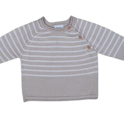 Knit sweater beige/offwhite striped