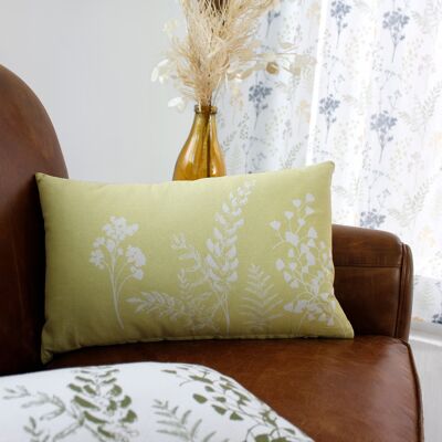 Cushion with removable cover HERBIER GREEN TILLEUL / ECRU print 30 x 50 cm