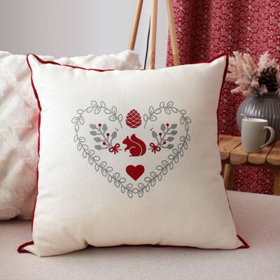 Cushion with removable cover KARELLIS printed ECRU 38 x 38 cm