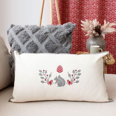 Cushion with removable cover KARELLIS printed ECRU 30 x 50 cm