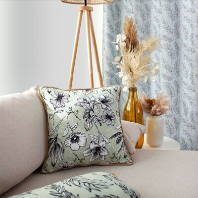 Cushion with removable cover LILY SAGE GREEN print 40 x 40 cm