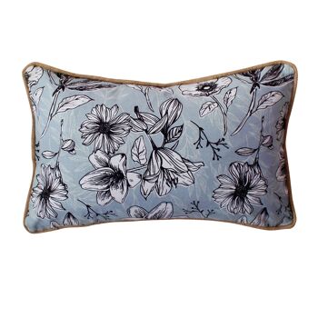 Coussin déhoussable LILY imprimé BLEU 30 x 50 cm 2