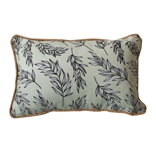 Coussin déhoussable LILY imprimé VERT SAUGE 30 x 50 cm