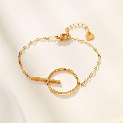 Golden circle and bar bracelet