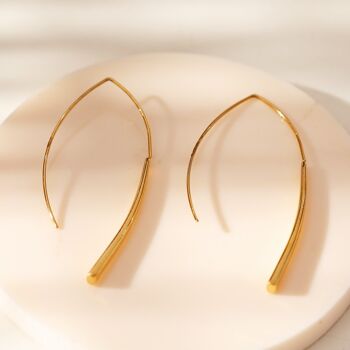 Boucles d'oreilles dorées fines pendantes 2