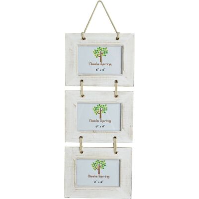 Nicola Spring Triple Picture Wooden Hanging Frame - 6x4 - White