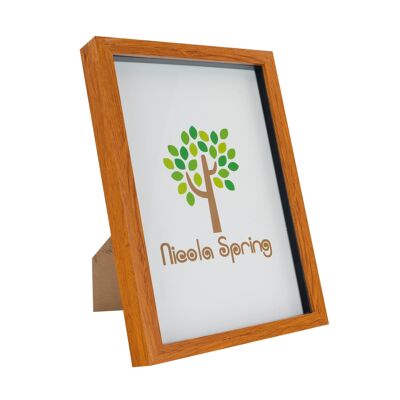 Nicola Spring Box-Fotorahmen aus Acryl, dunkles Holz, 8 x 12 (A4)