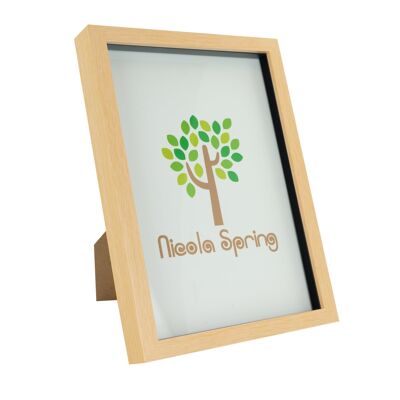 Nicola Spring Box-Fotorahmen aus Acryl, helles Holz, 8 x 12 (A4)