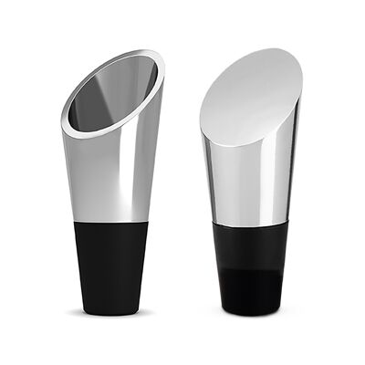 Uberstar Heavyweight Wine Stopper and Pourer - Silver