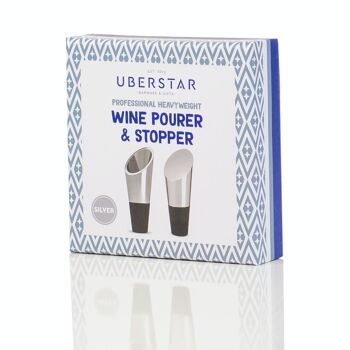 Bouchon à vin et bec verseur poids lourd Uberstar - Argent 4