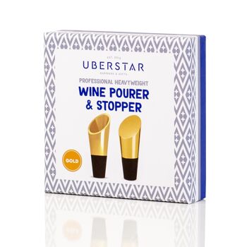 Bouchon à vin et bec verseur poids lourd Uberstar - Or 4