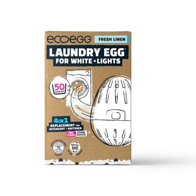 Ecoegg Umweltfreundliches Waschmittel, Ei, frisches Leinen für Weiß + Lichter, 50 Wäschen