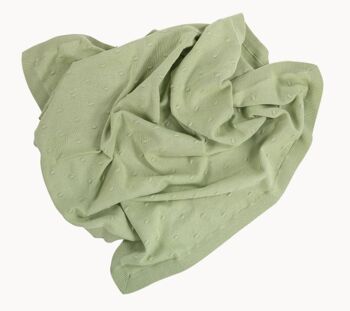 Couverture tricot bébé à picots vert clair 2