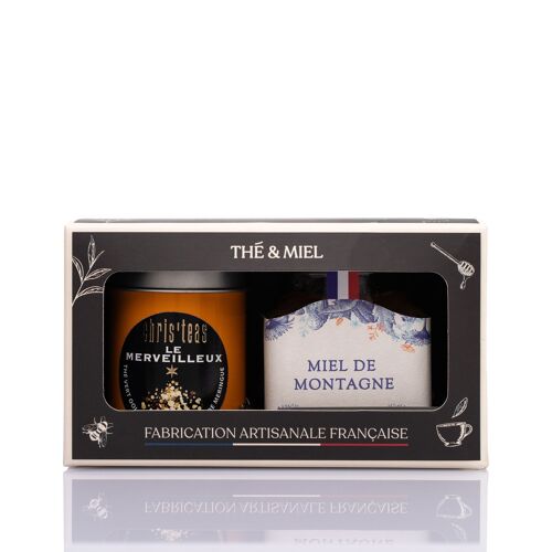 Coffret Miel de Montagne (Les Abeilles de Malescot) & Thé Le Merveilleux (Maison Chris’Teas)