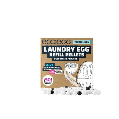 Ecoegg Recharges d'œufs de blanchisserie écologiques pour linge frais blanc + lumières 50 lavages