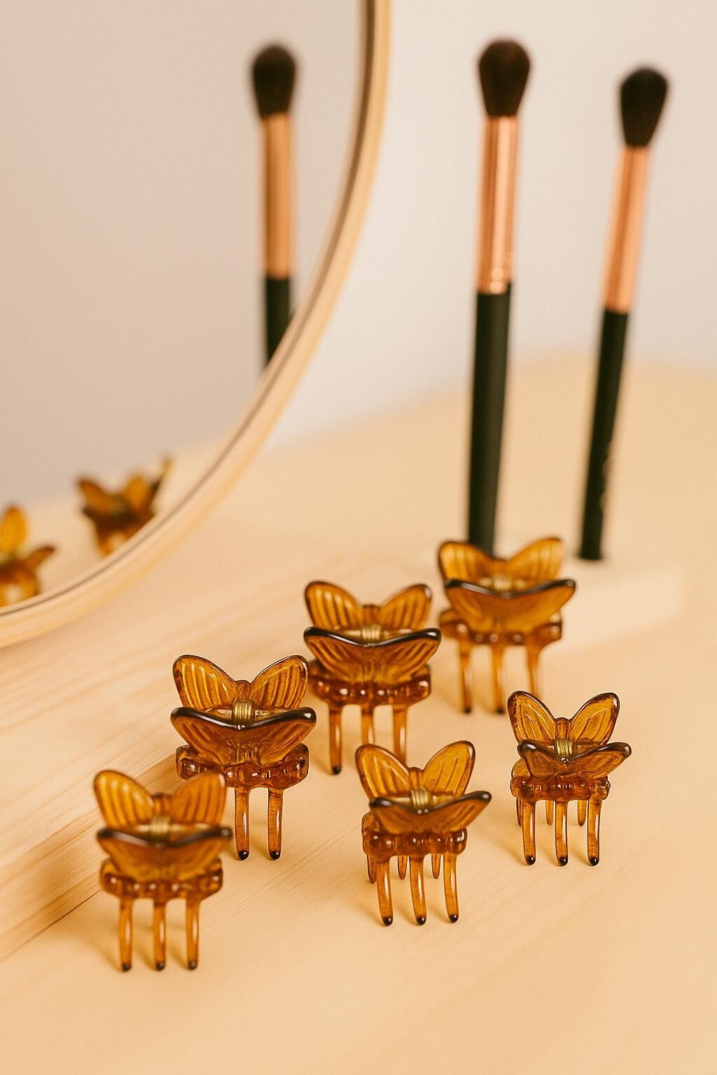 Accessori per capelli - Confezione da 100 fermagli per capelli farfalla/coccinella marrone