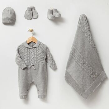 Ensemble nid d'abeille tricot bébé nouveau-né en 100% coton biologique 7