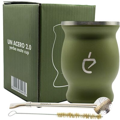 Yerba Mate Teeset Un Mate: rostfreie Tasse Calabaza, Bombilla und Pinsel