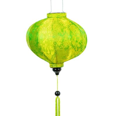 Hoi An Silk Lantern Green / Yellow Round