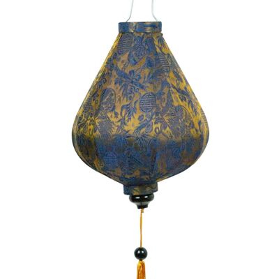 Hoi An Silk Lantern Blue / Gold Drop