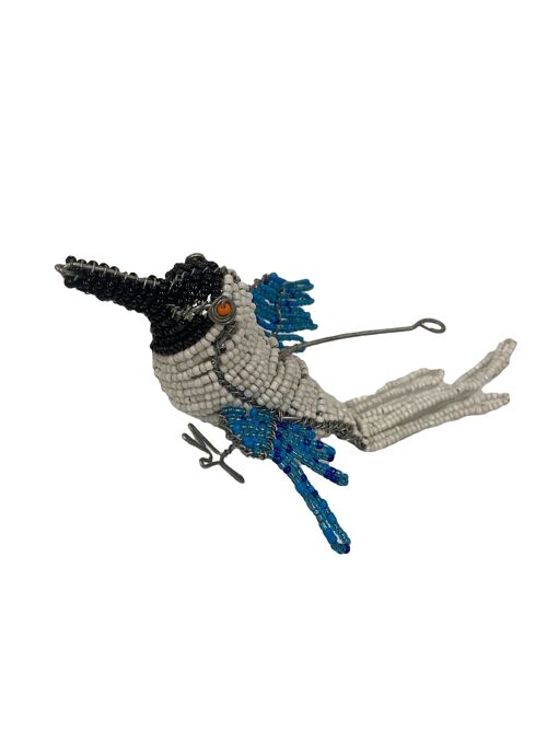 African Beaded Wire Garden Birds - Blue (17.5)